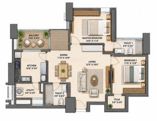 Sobha Parq City 2 BHK floor plan